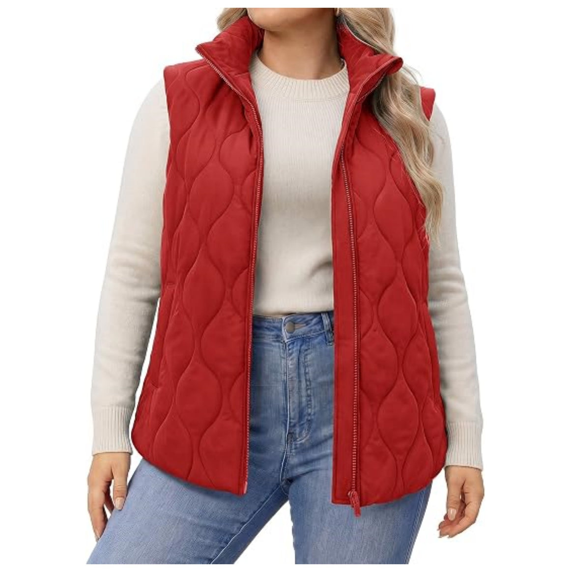 Ladies quilted vest with high collar, figure-flattering silhouette and side pockets Mune Fashion
