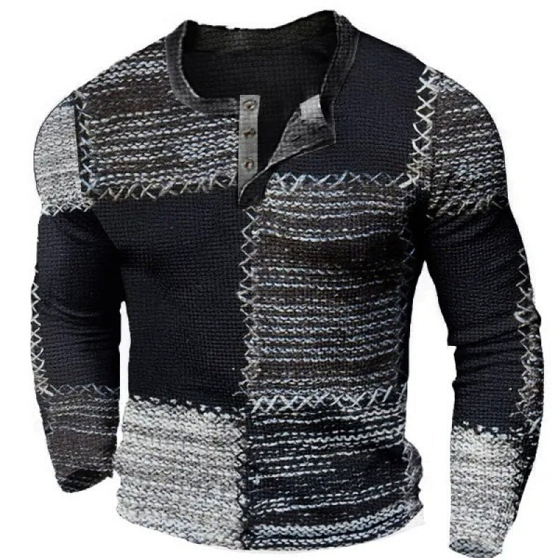 Men's sporty long-sleeve shirt with button placket Mune Fashion
