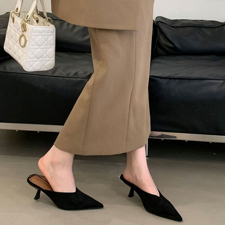 Women's pointed slip-on mules with sculpted kitten heel Mune Fashion