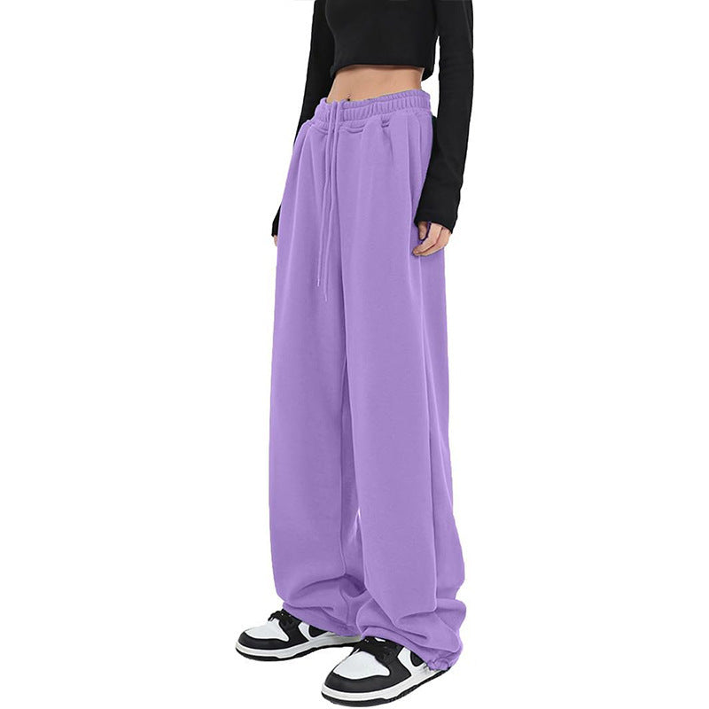 Women's casually falling Palazzo trousers made of sweat fabric with a high-cut comfort waistband, drawstring and side pockets Mune Fashion