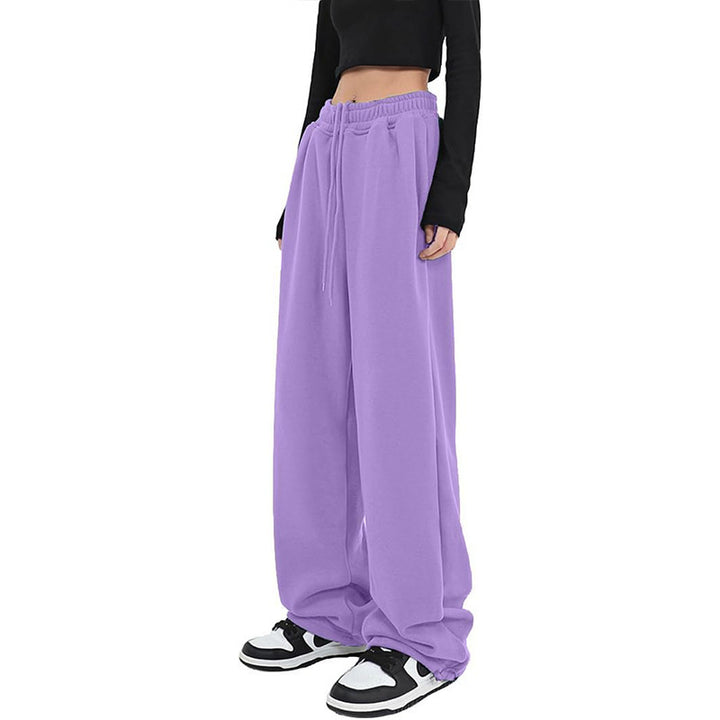 Women's casually falling Palazzo trousers made of sweat fabric with a high-cut comfort waistband, drawstring and side pockets Mune Fashion