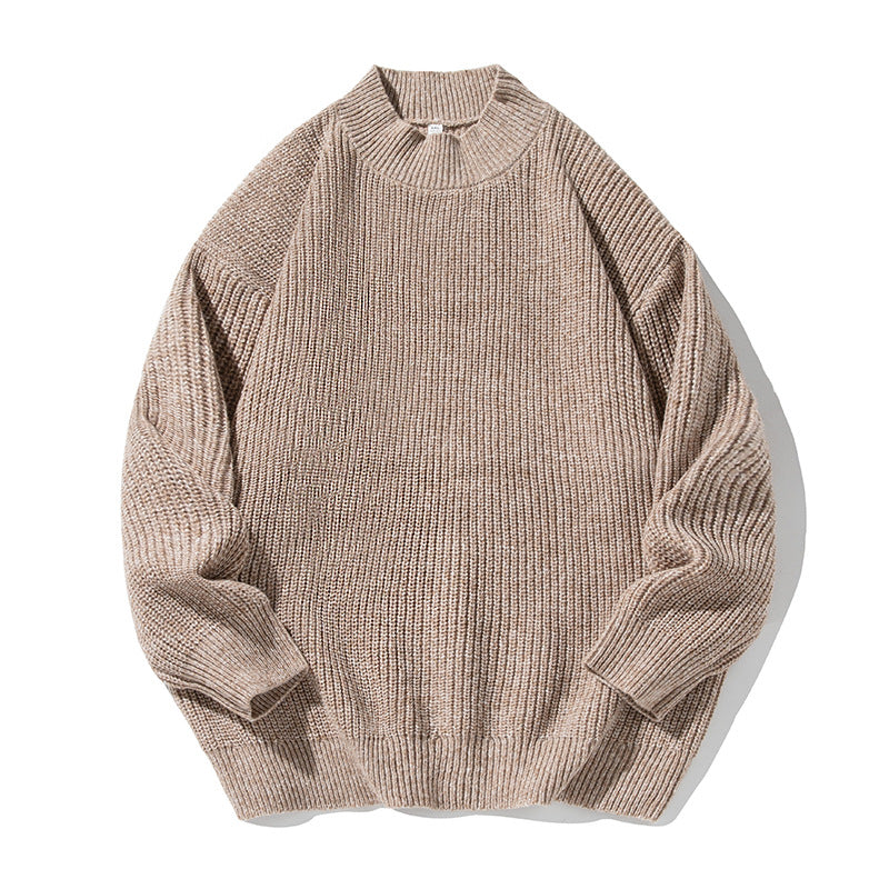Unisex Oversized Loop Knit Sweater with Ribbed Stand-Up Collar and Chenille Melange Mune Fashion