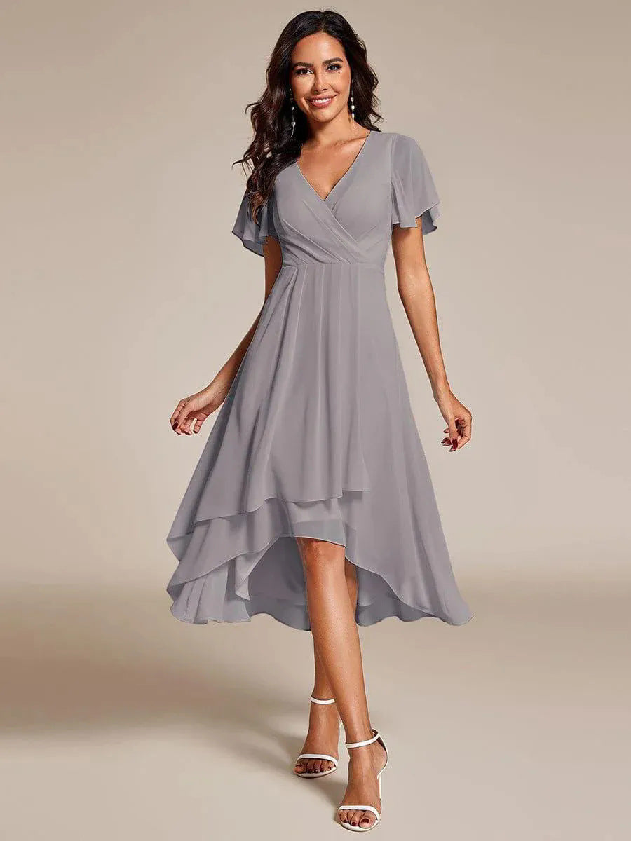Women's Elegant Wrap Dress with Asymmetric Hem Mune Fashion