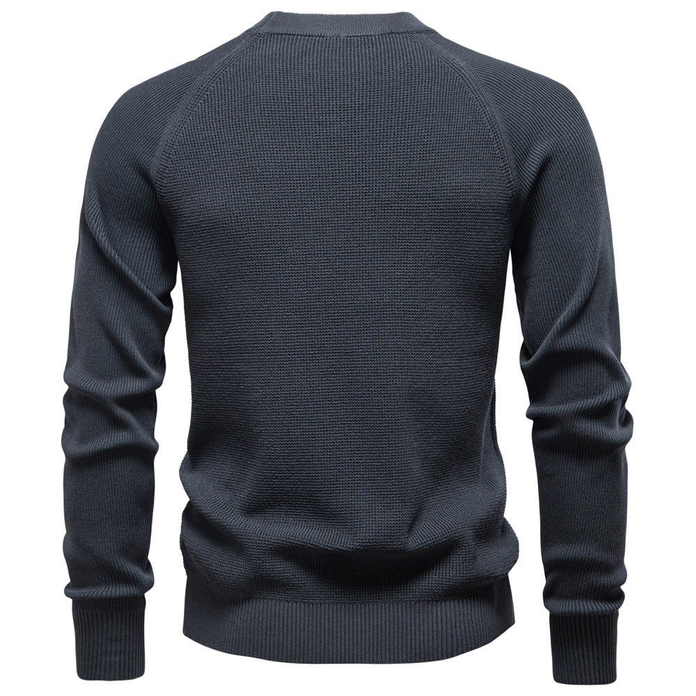 Men's medium thickness textured knit sweater with raglan sleeves and ribbed cuffs Mune Fashion