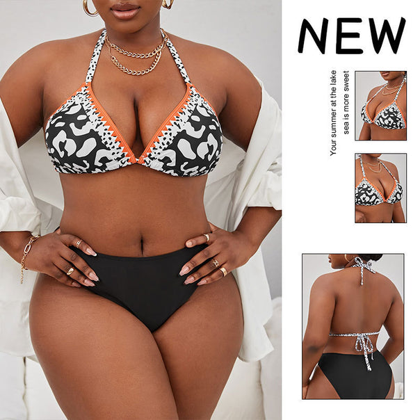 Women's triangle bikini with modern leopard print and adjustable straps Mune Fashion