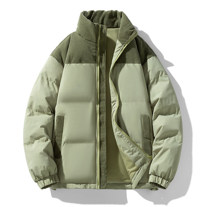 Men's quilted winter jacket with cord trim, high stand-up collar, and warm insulation Mune Fashion