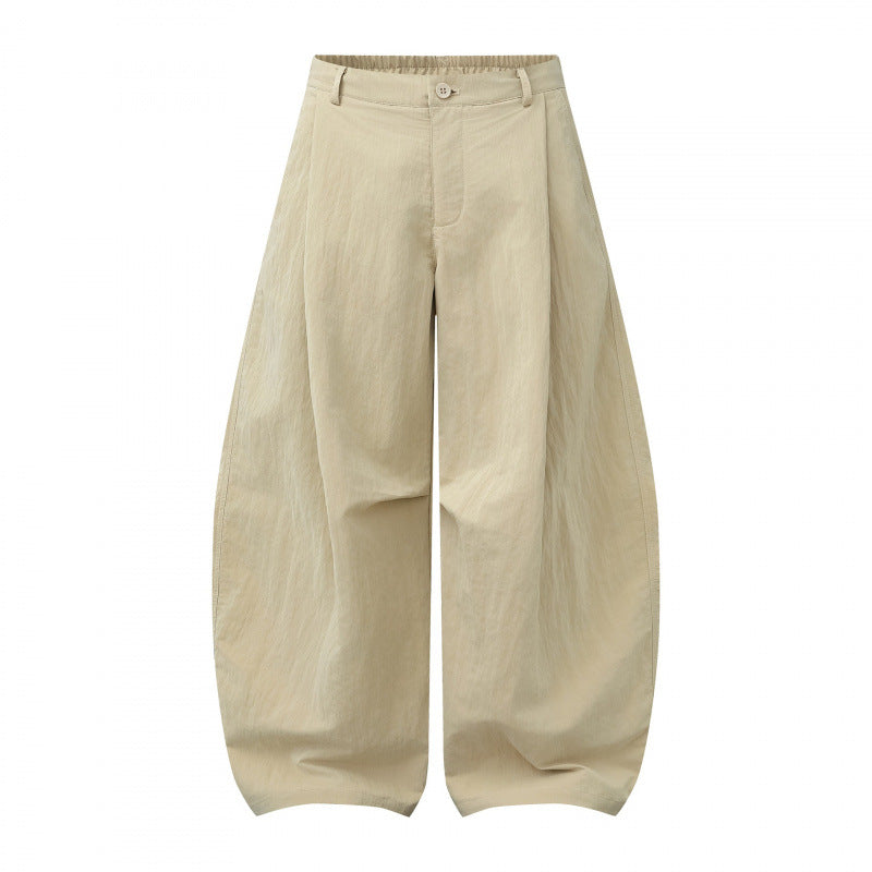 Women Wide Balloon Pants made of Cotton Blend with High Waist and Elastic Back Rubber Mune Fashion