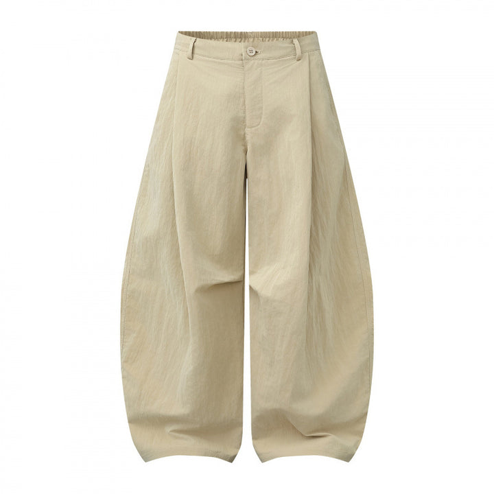 Women Wide Balloon Pants made of Cotton Blend with High Waist and Elastic Back Rubber Mune Fashion