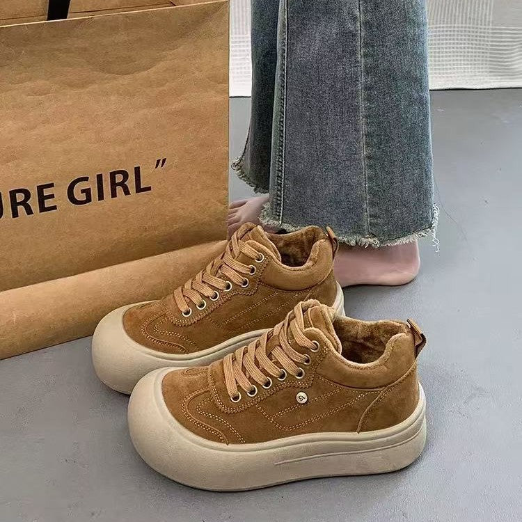 Women's Chunky Sneakers with Soft Suede and Cushioning Sole Mune Fashion