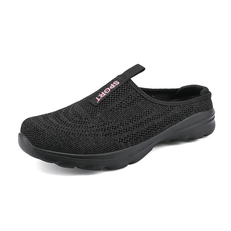 Ladies knitted mule sneakers with open heel collar, elastic entry and padded sole Mune Fashion