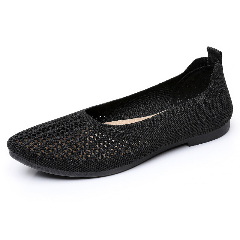 Ladies' breathable knitted ballerina slippers with perforated upper material and orthopedic memory footbed Mune Fashion
