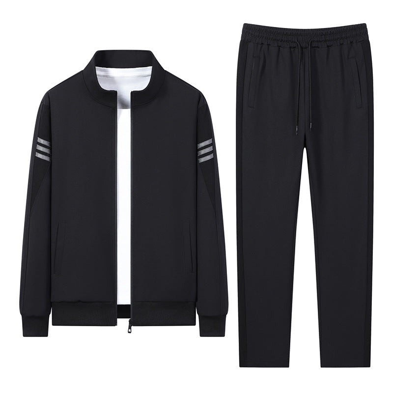 Men's casual training set with zip bomber, round neck sweatshirt, and elastic jogging pants Mune Fashion
