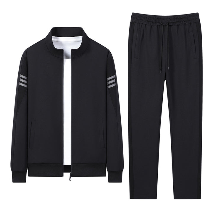Men's casual training set with zip bomber, round neck sweatshirt, and elastic jogging pants Mune Fashion