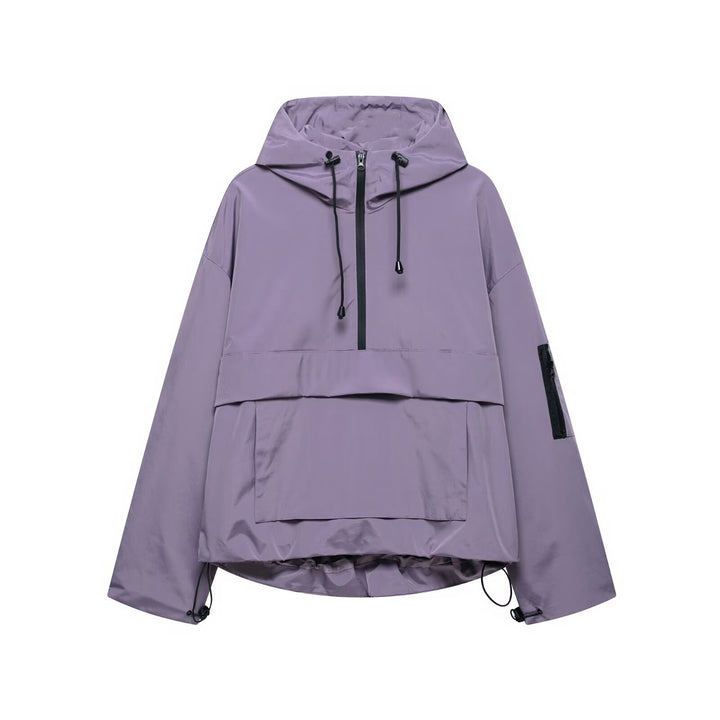 Unisex nan technical windbreaker anorak with half-height zipper hood and kangaroo pocket Mune Fashion