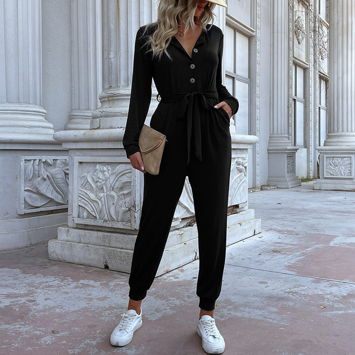 Women Casual Jumpsuit with Belt Mune Fashion