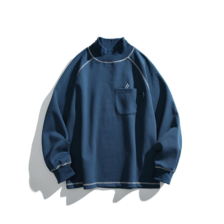 Unisex Oversize-Half-Collar Sweatshirt with Raglan Sleeves and Brust Pocket Mune Fashion