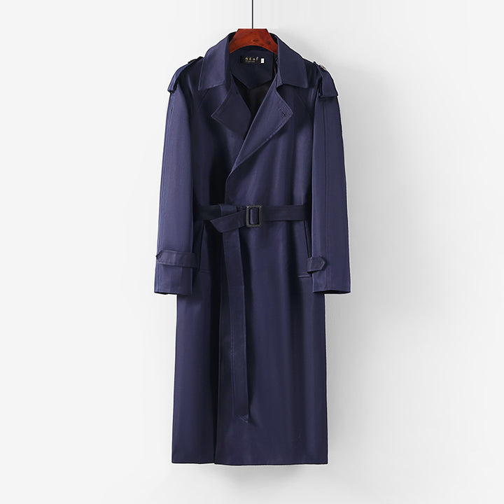 Unisex Longer minimalist trench coat with belt and shoulder epaulets Mune Fashion