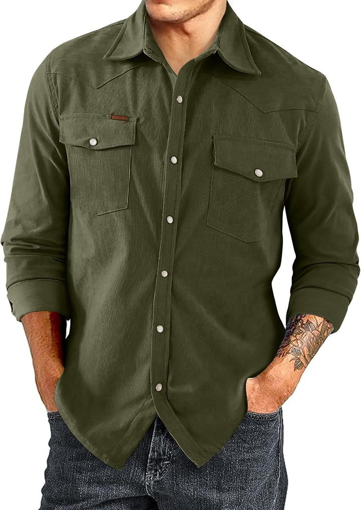 Men's Casual Cotton Shirt with Check Pattern