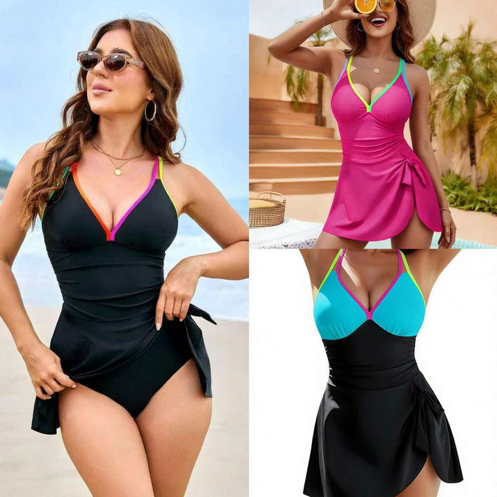 Women deep-cut swimsuit with fashionable gathers Mune Fashion