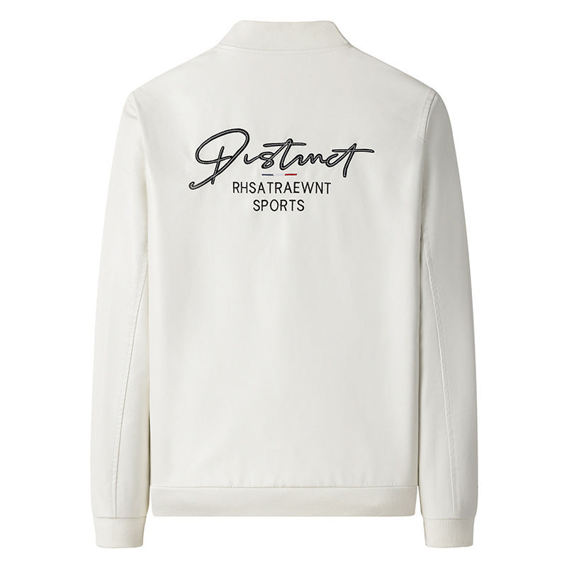 Men's lightweight bomber jacket in casual urban style with embroidered emblem and ribbed cuffs Mune Fashion
