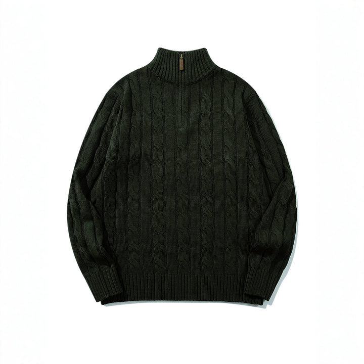 Unisex cable knit half-zip sweater with high ribbed collar and oversized fit Mune Fashion