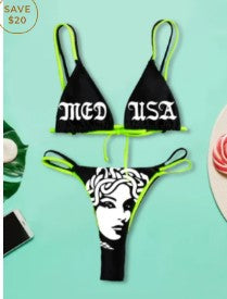 Ladies Bandeau Bikini Set with striking graphic print Mune Fashion