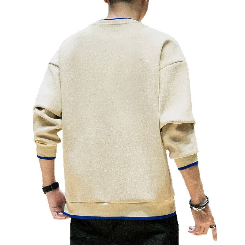 Men's relaxed sweatshirt with contrast piped cuffs and clean round neck Mune Fashion