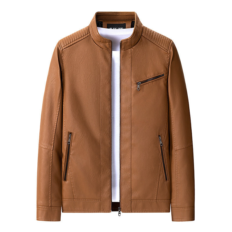 Men's fashionable leather jacket with quilted details Mune Fashion