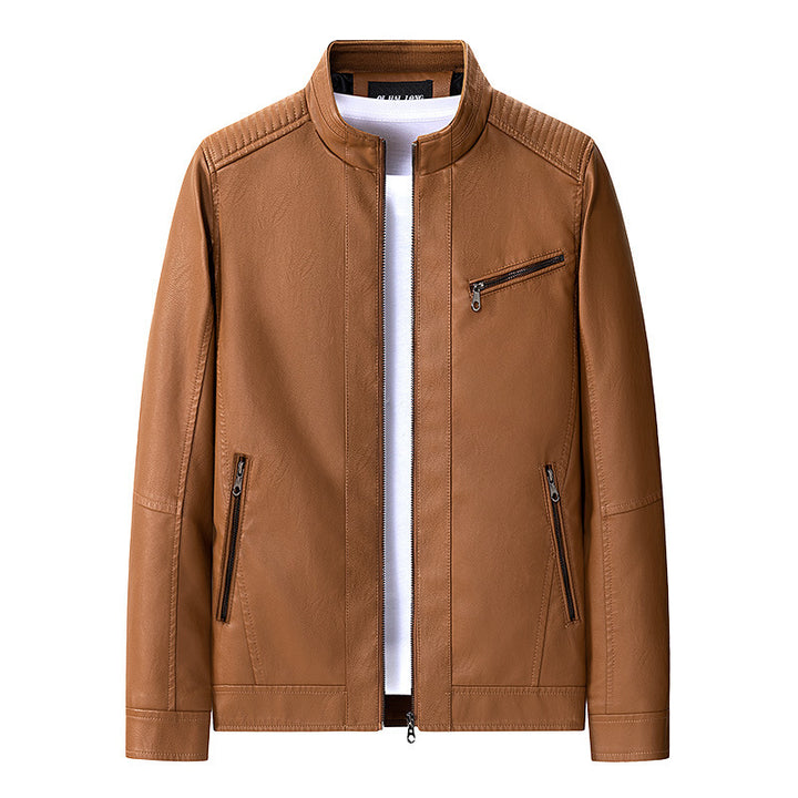 Men's fashionable leather jacket with quilted details Mune Fashion