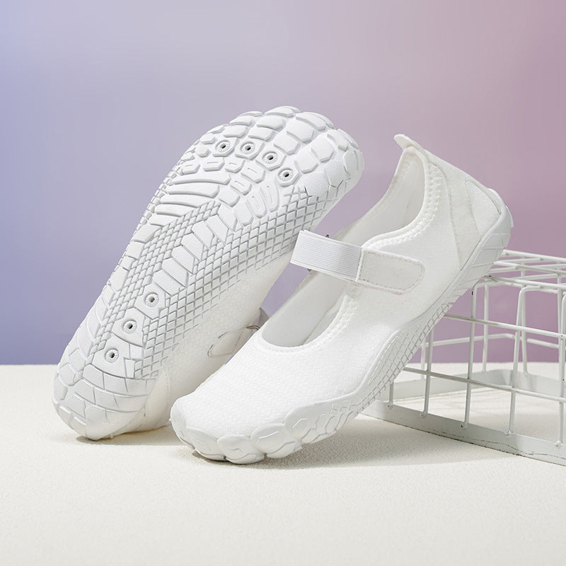 Women’s Lightweight Knitted Mary Jane Slippers with Velcro Closure and Flexible Barefoot Sole Mune Fashion