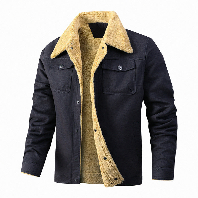Men's trucker jacket with teddy lining and sturdy canvas outer layer Mune Fashion