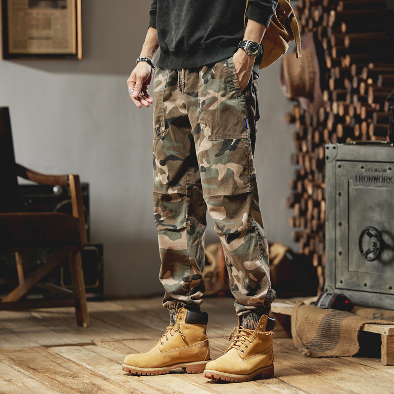 Herren Camouflage-Cargojogger aus robustem Ripstop mit Tunnelzugbund, Kniefalten und elastischen Bündchen Mune Fashion