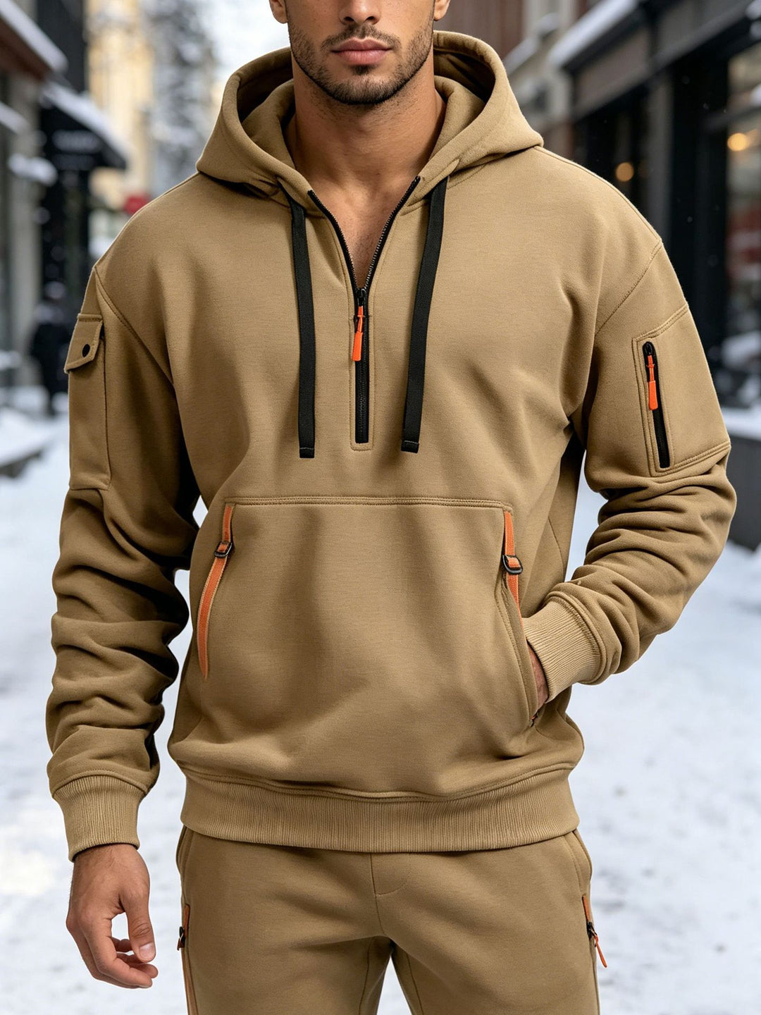 Men's sporty hoodie jacket with side zip pockets Mune Fashion