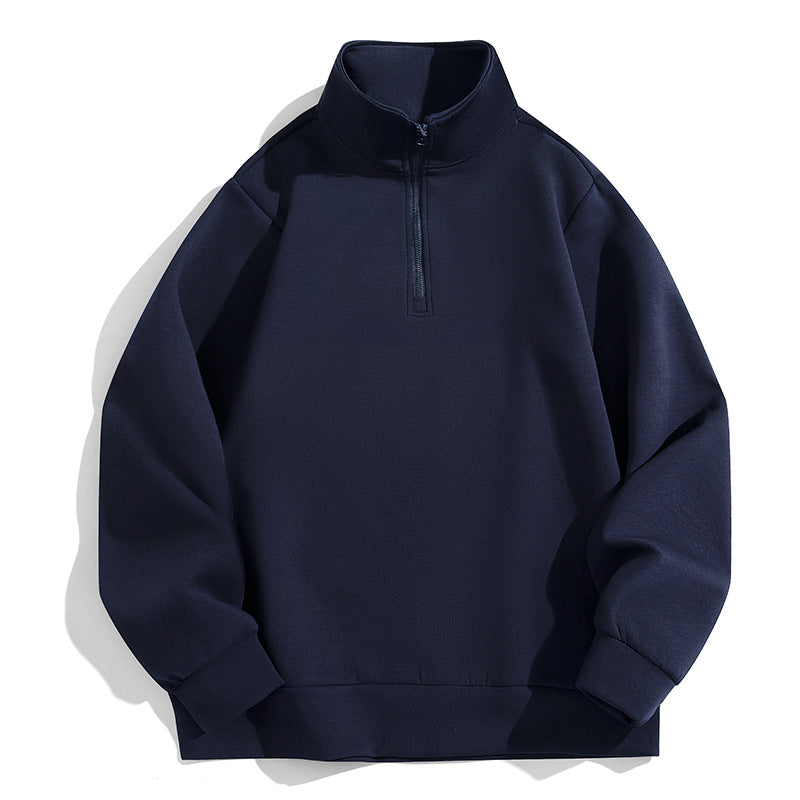 Men's Oversized Half-Zip Sweatshirt with High Stand-Up Collar, Heavy French Terry and Minimalist Design Mune Fashion