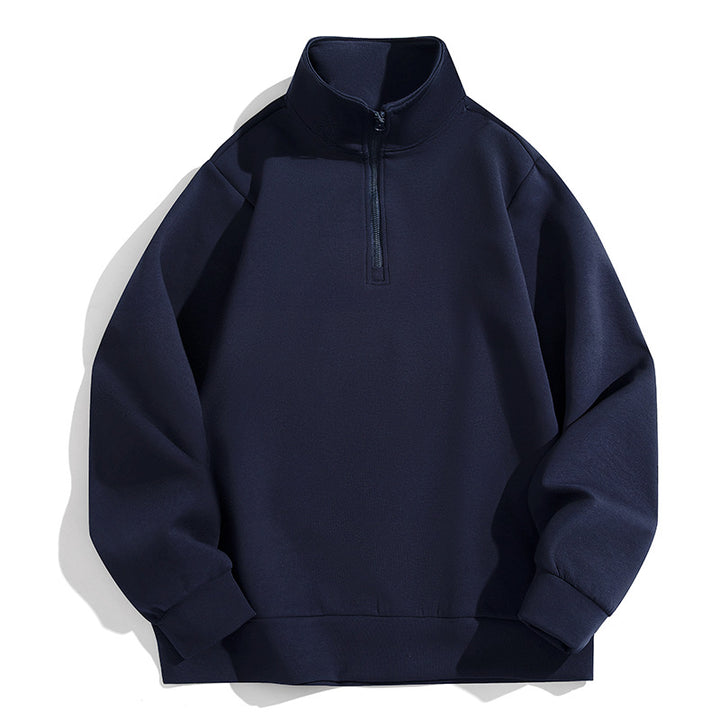 Men's Oversized Half-Zip Sweatshirt with High Stand-Up Collar, Heavy French Terry and Minimalist Design Mune Fashion
