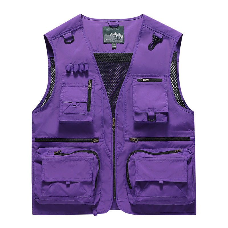 Men's Multifunctional Cargo Utility Vest with numerous zippered pockets and D-rings Mune Fashion