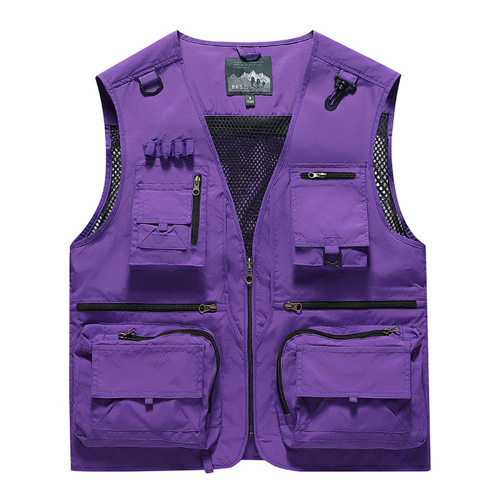 Men's Multifunctional Cargo Utility Vest with numerous zippered pockets and D-rings Mune Fashion