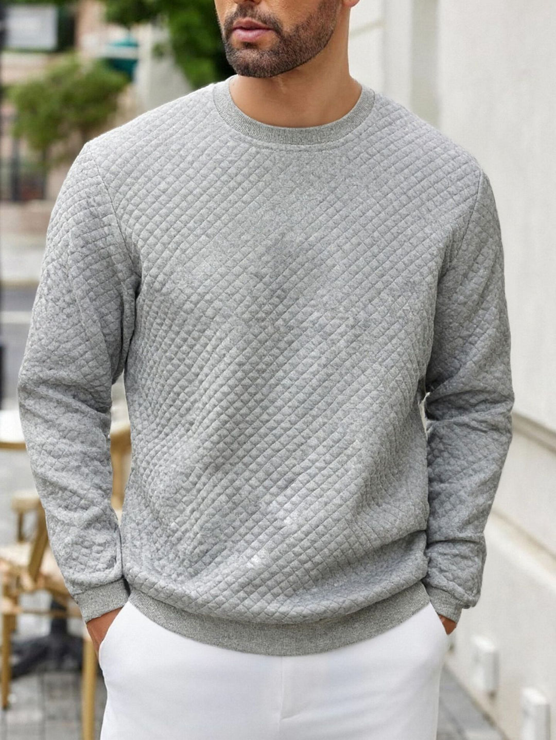 Men's quilted sweatshirt with diamond quilting, ribbed collar, and comfortable regular fit Mune Fashion