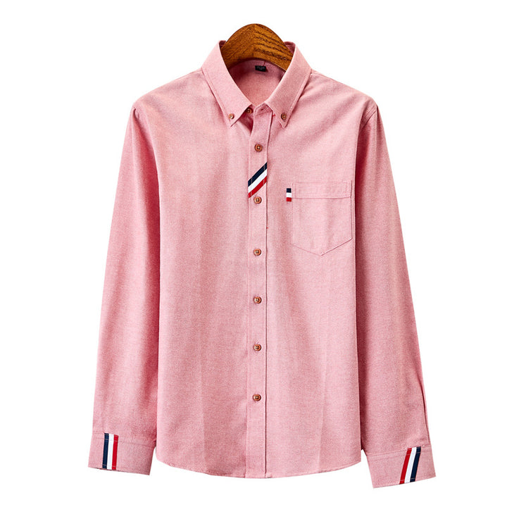 Men's modern Oxford shirt with button-down collar, chest pocket, and subtle stripe decoration Mune Fashion