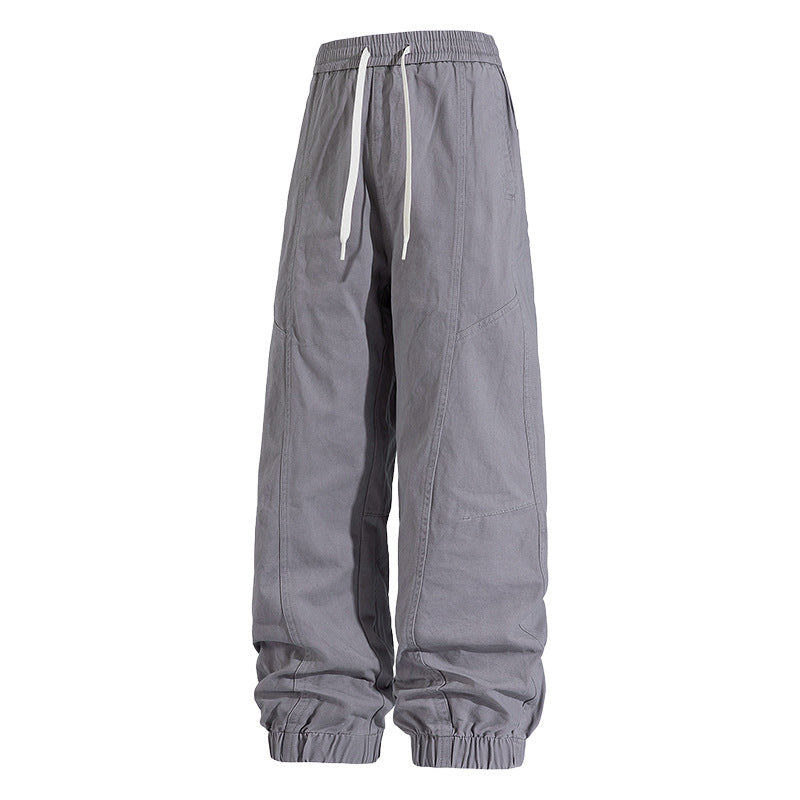 Men's Oversized Utility Jogging Pants made of sturdy cotton blend with drawstring waistband, side cargo pockets & ribbed cuffs Mune Fashion