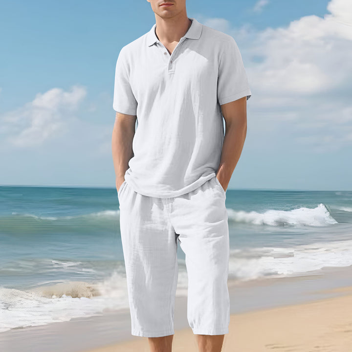 Men's light polo and bermuda set made of silky cotton jersey Mune Fashion
