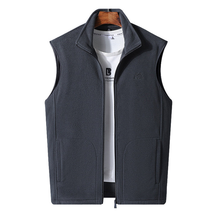 Men's microfleece thermal vest with windproof front, stand-up collar, and concealed side pockets Mune Fashion
