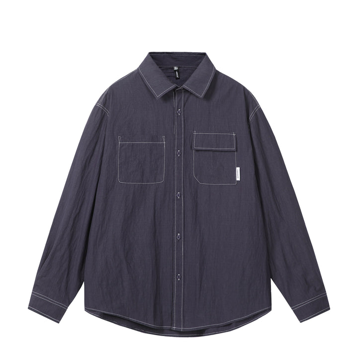 Unisex Oversize Shirt Jacket with prominent contrast stitching and patch chest pockets Mune Fashion