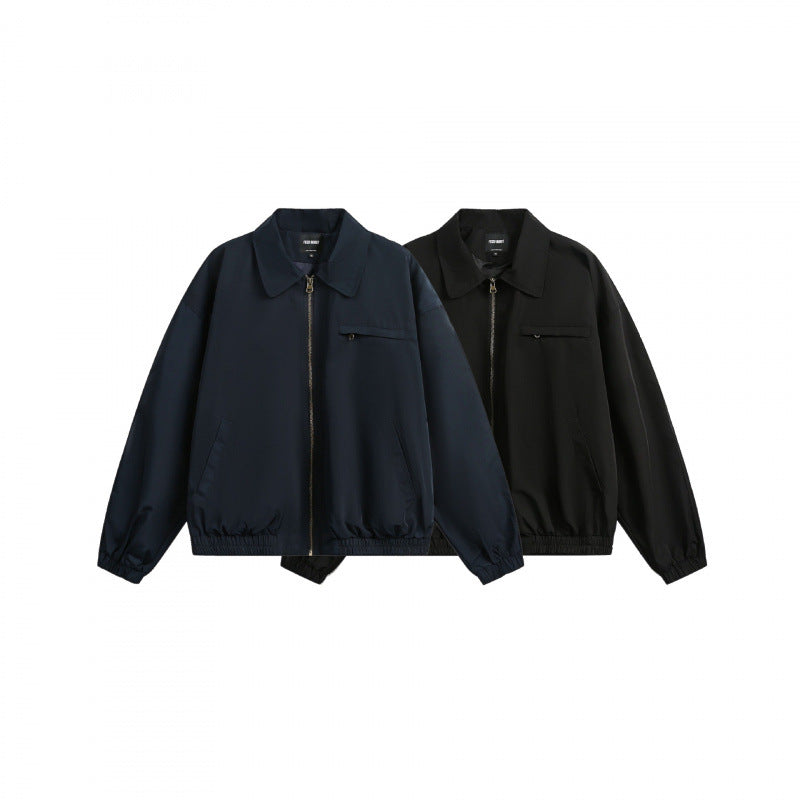Unisex Boxy Overshirt Jacket with full-length zipper, elastic hem, and chest zipper pocket Mune Fashion