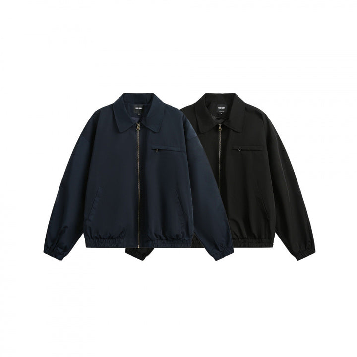 Unisex Boxy Overshirt Jacket with full-length zipper, elastic hem, and chest zipper pocket Mune Fashion