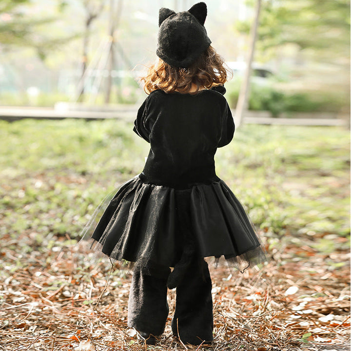 Girl's cat costume with edgy tulle layer and charming details Mune Fashion