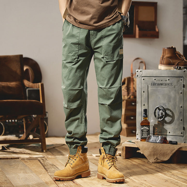 Men's Robust Canvas Field Joggers with Knee Inserts, Patch Utility Pockets, and Elastic Ankle Hem Mune Fashion
