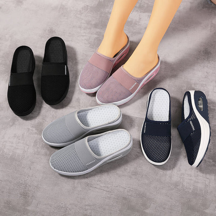 Women's lightweight mesh mule with visible air chamber midsole and elastic comfort strap Mune Fashion