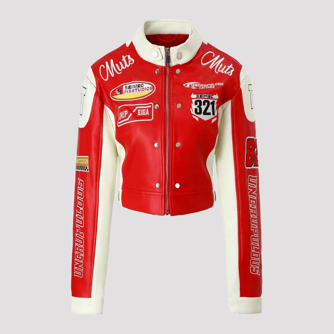 Women Sporty Leather Jacket Mune Fashion