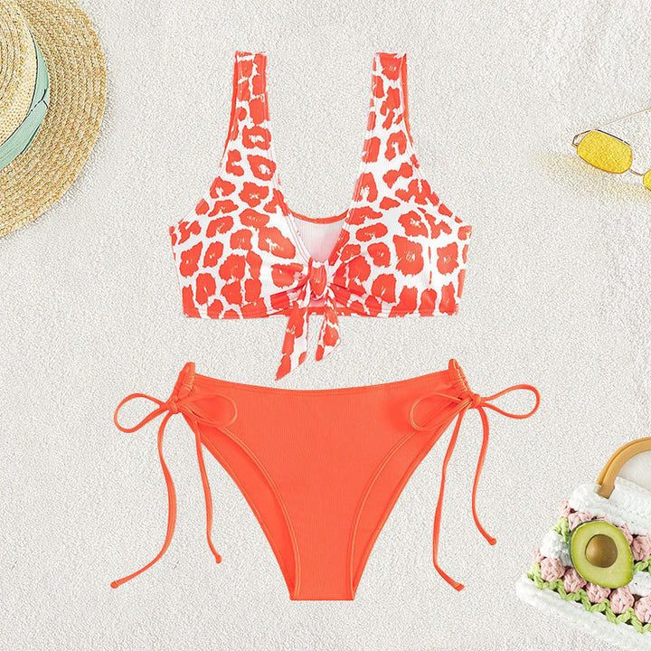 Women's triangle bikini with sophisticated wrap detail and deep V-neck Mune Fashion